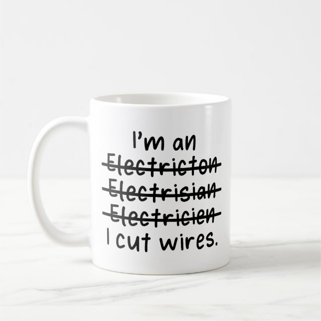 Mug Je suis électricien, j'ai coupé des fils (Gauche)