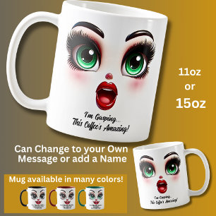 Mug Je suis essoufflé, yeux fabuleux visage drôle