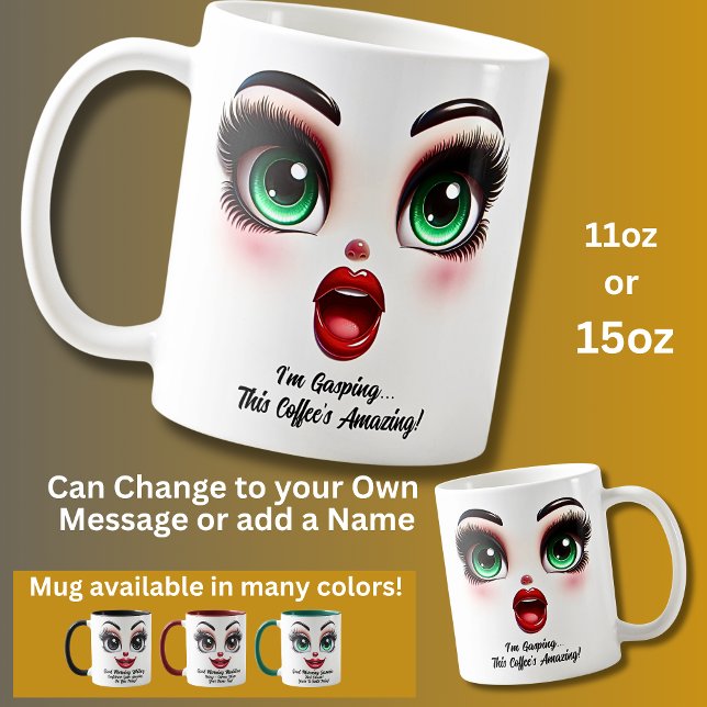 Mug Je suis essoufflé, yeux fabuleux visage drôle (Créateur téléchargé)