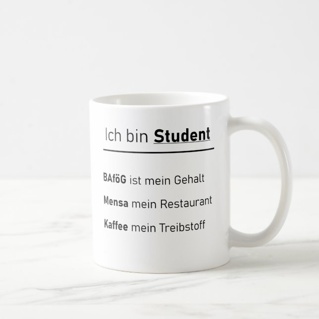 Mug "Je suis étudiant" Cadeau, étudiants (Droite)
