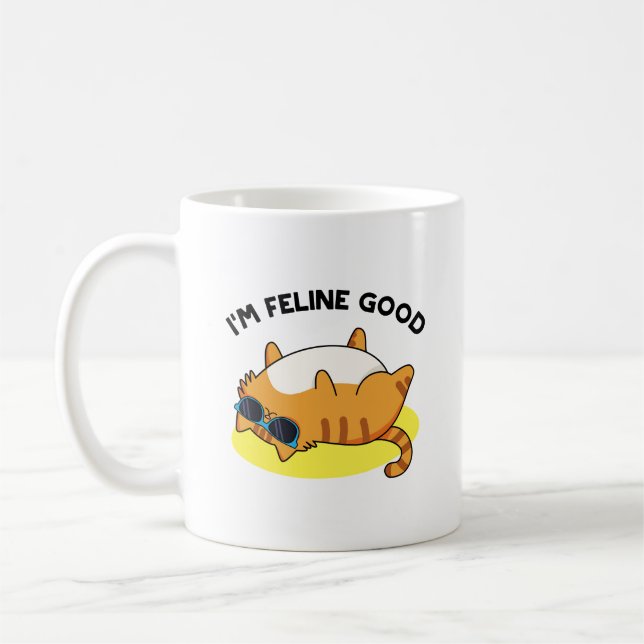 Mug Je suis Feline Good Funny Fat Pun (Gauche)