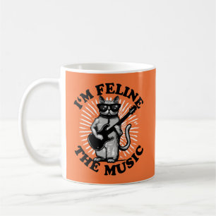 Mug Je suis Feline La Musique   Chat Joueur de guitare