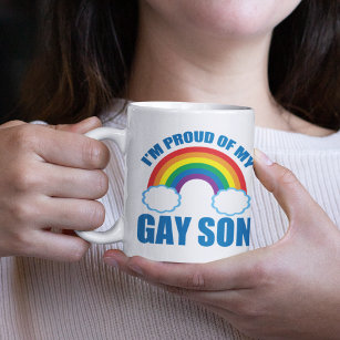Mug Je suis fier de mon fils gay LGBTQ Maman Papa Pare