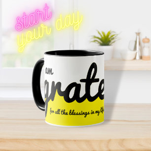 Mug Je suis Gratte Color Block Jaune noir et blanc
