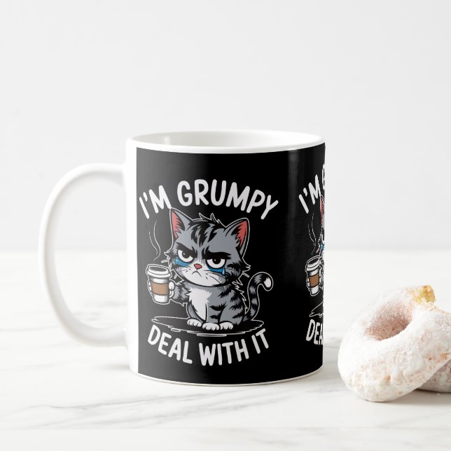 Mug Je suis Grumpy Deal With It Chats Propriétaires Ch (Avec donut)