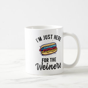 Mug Je suis juste ici pour Weiners drôle 4 Juillet Hot