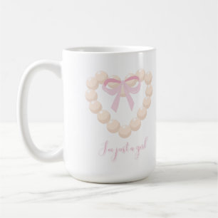 Mug Je suis juste une fille, design cœur de perle et n