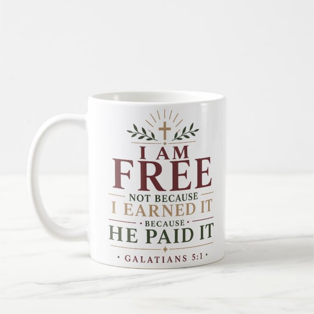 Mug Je suis libre non parce que je l'ai mérité Citatio (Gauche)