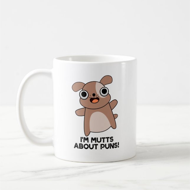 Mug Je suis Mutts à propos de Puns Drôle Chien Pun (Gauche)