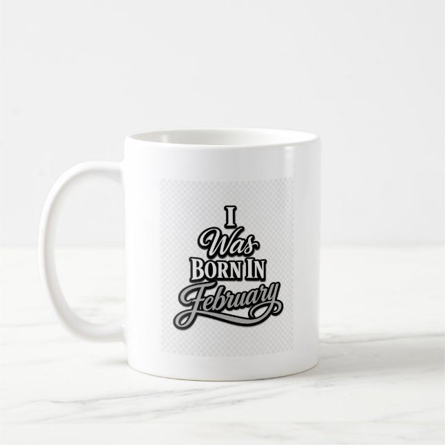 Mug Je suis né en février - Tee-shirt typographie gris (Gauche)