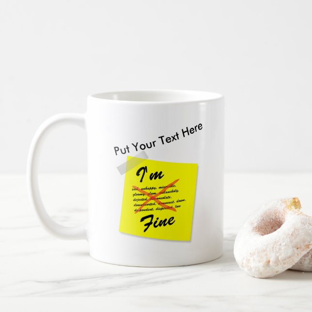 Mug Je suis note de post-it fine (Avec donut)