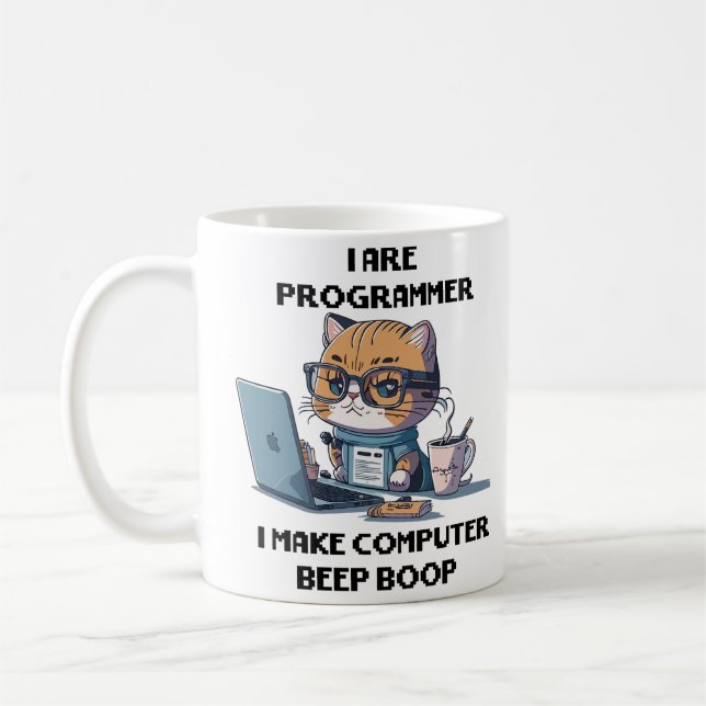 Mug Je suis programmeur Cat Beep Boop chat Programmeur (Gauche)