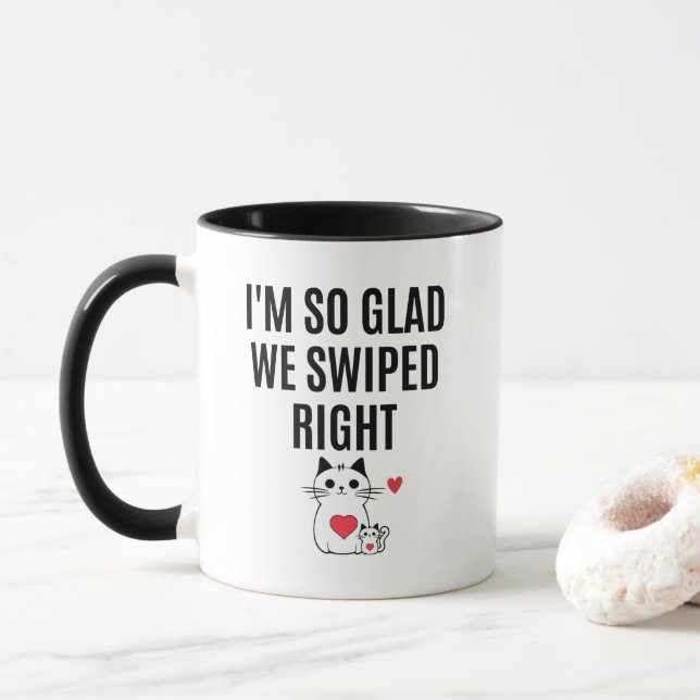 Mug Je suis si heureuse qu'on ait swipé à droite (Avec donut)