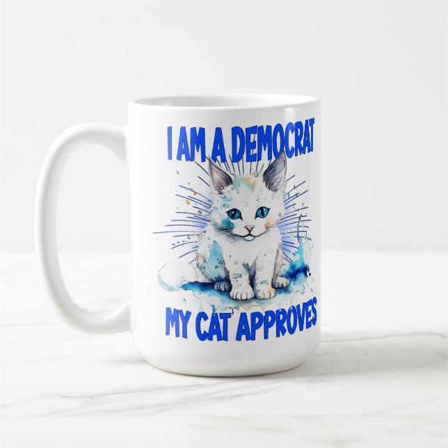 Mug Je suis un démocrate - Mon chat approuve (Gauche)