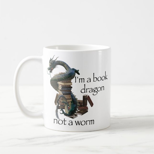 Mug Je suis un Dragon du Livre pas un ver Est (Gauche)