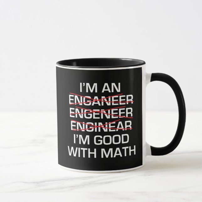 Mug Je suis un ingénieur, Im bon avec des maths (Droite)