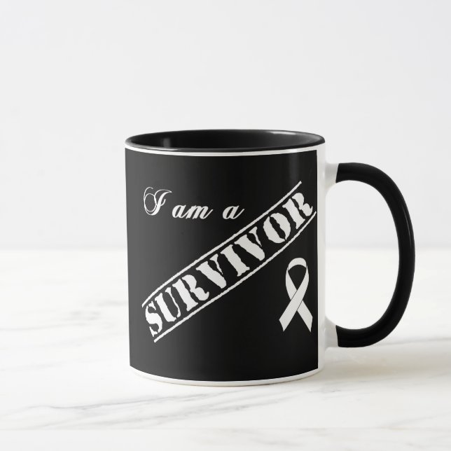 Mug Je suis un survivant de cancer de poumon - ruban (Droite)