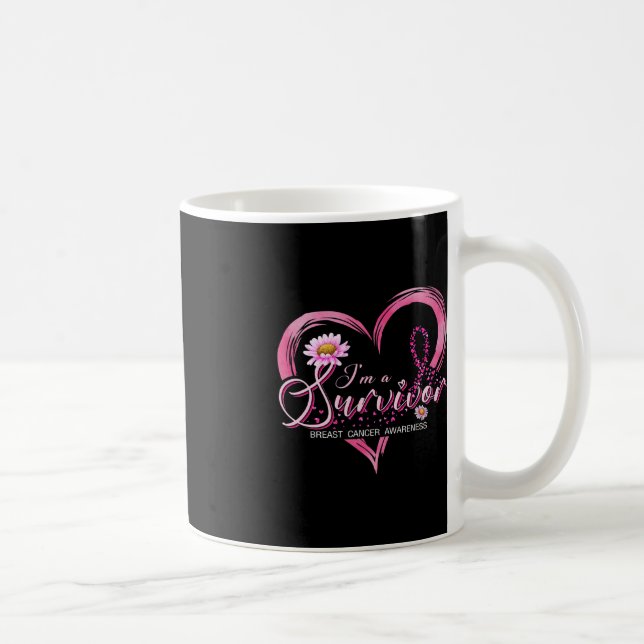 Mug Je suis un survivant Ruban rose de sensibilisation (Droite)