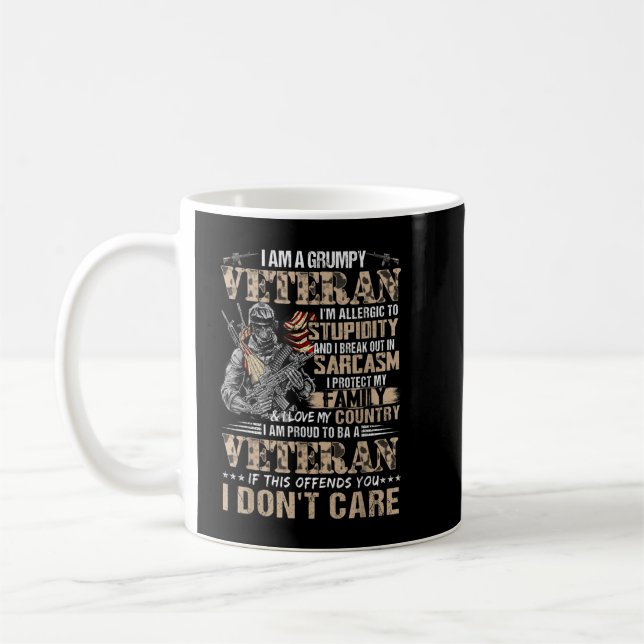 Mug Je Suis Un Vétéran Grumpy Sarcasm American Patriot (Gauche)