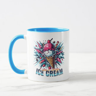 Mug Je suis une crème glacée salée, rose bleu coloré