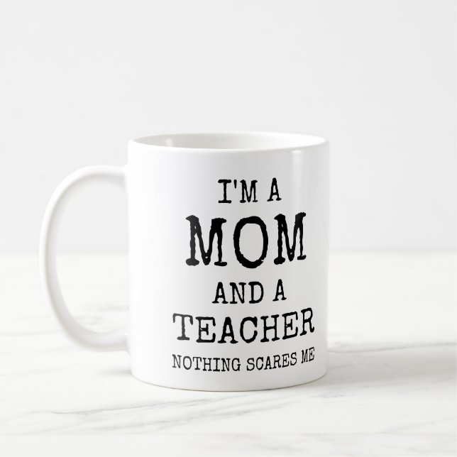 Mug Je suis une maman et un enseignant humour d'appréc (Gauche)