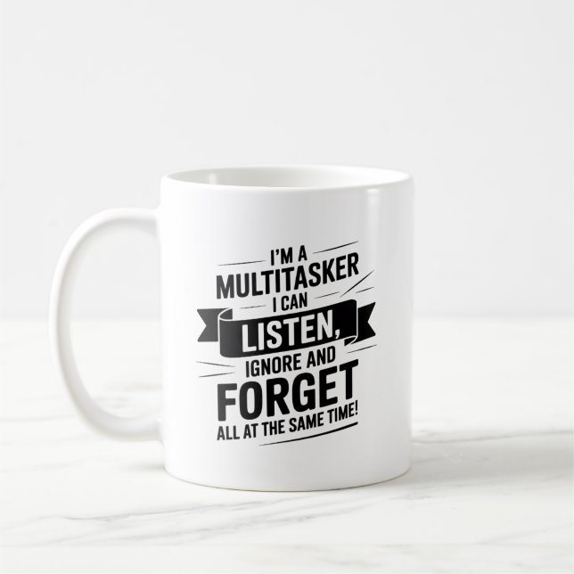 Mug Je suis une multitâche, je peux écouter, ignorer e (Gauche)