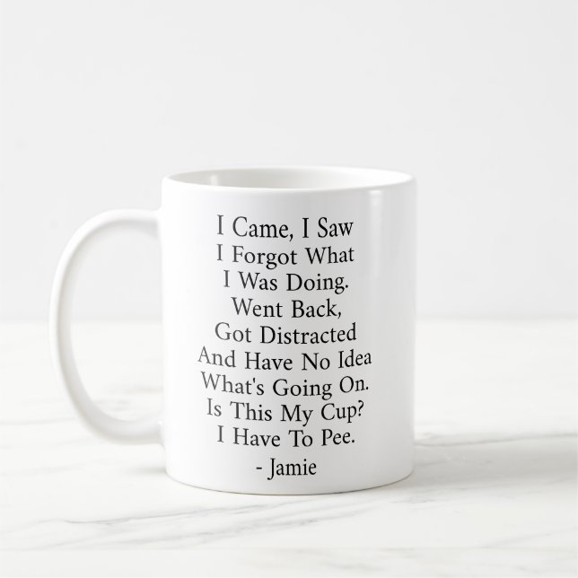 Mug Je Suis Venu J'Ai Vu J'Ai Oublié Funny 70e anniver (Gauche)