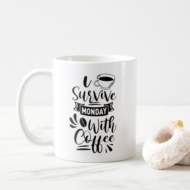 Mug Je survis à lundi avec du café (Avec donut)
