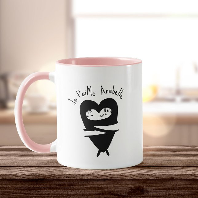 Mug Je T’aime Heart Hug Sweet Nom personnalisé Plein d (Créateur téléchargé)