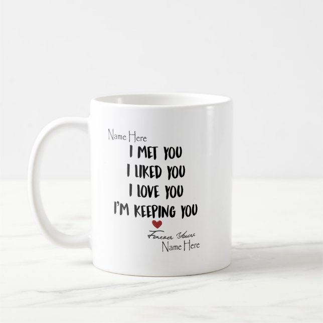 Mug je t'ai rencontré je t'aimais je t'aime je te gard (Gauche)