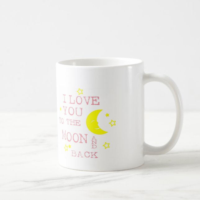 Mug Je t'aime à la citation de lune et de dos (Droite)