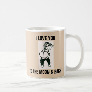 MUG JE T'AIME À LA LUNE ET AU BOUG DE CAFÉ À BOUTON