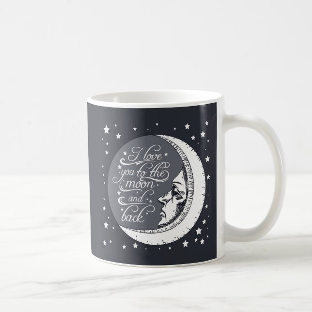 Mug Je t'aime à la lune et au dos (Droite)