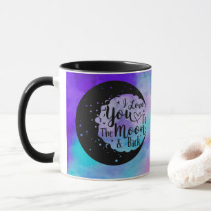 Mug Je t'aime à la lune et au retour  Aquarelle