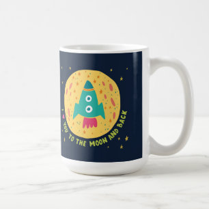 Mug Je t'aime à la lune et au Rocketship arrière