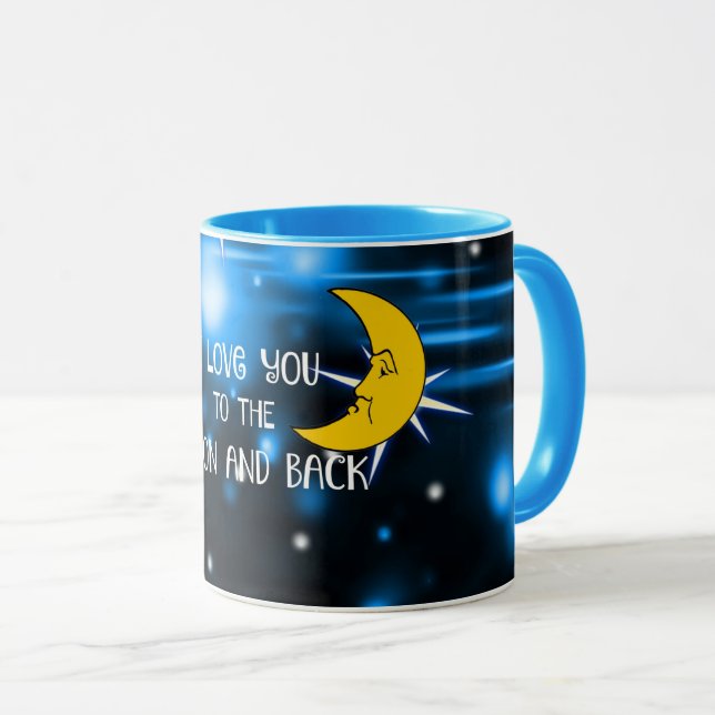 Mug Je t'aime à la lune et retour, design populaire (Devant droit)