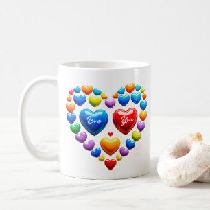 Mug Je t'aime avec des cœurs colorés