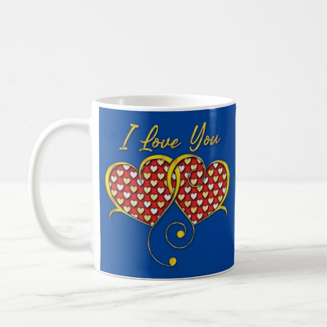 Mug Je t'aime Concevoir des Coeurs d'Or (Gauche)