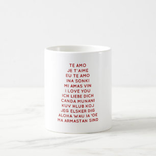 Mug Je t'aime dans différentes langues dans la copie