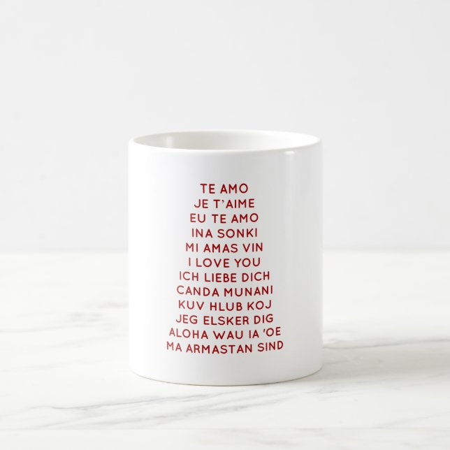 Mug Je t'aime dans différentes langues dans la copie (Centre)