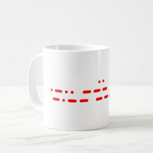 Mug Je t'aime dans Red Morse Code
