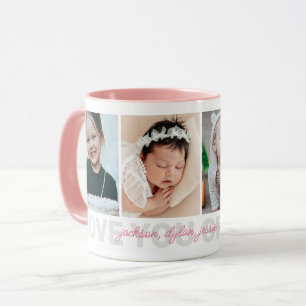 Mug Je t'aime grand-mère 4-Photo Noms des petits-enfan