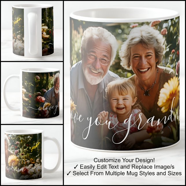 Mug Je t'aime Grand-mère Modèle de texte pour belle ph (Créateur téléchargé)