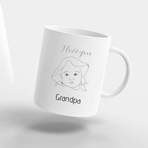 Mug Je t'aime Grand-père Portrait de bébé personnalisé