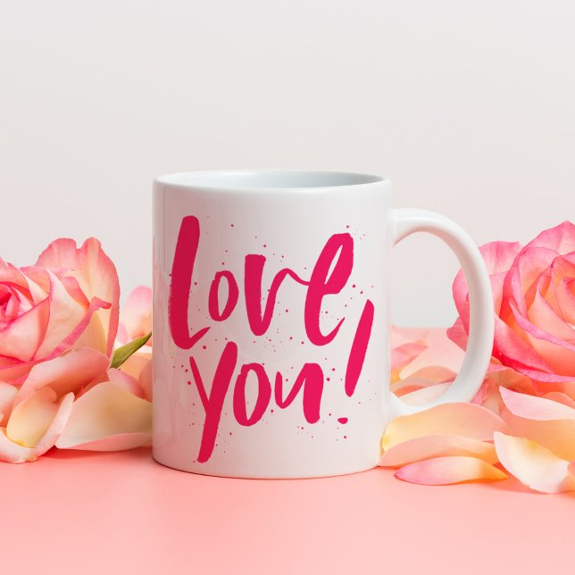 Mug Je t'aime gras moderne Saint-Valentin rose (Créateur téléchargé)