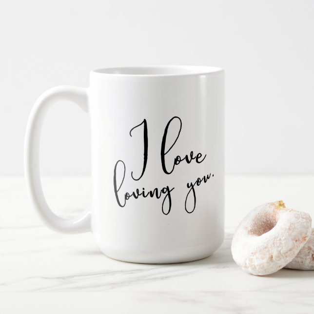 Mug "Je t'aime" Jolie Typographie manuscrite (Avec donut)