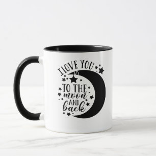Mug Je t'aime jusqu'à la lune et demi-lune romantique