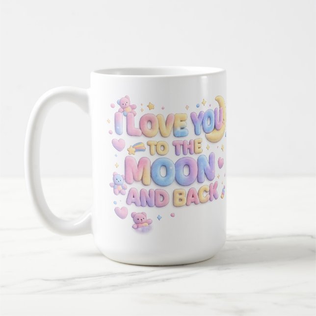 Mug Je t'aime jusqu'à la Lune et Retour – Ourson paste (Gauche)