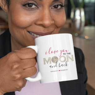 Mug Je t'aime jusqu'à la lune et retour   Personnalisé