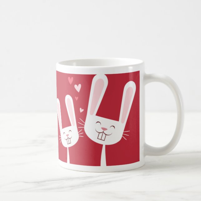 Mug Je t'aime lapins et coeurs Valentine (Droite)